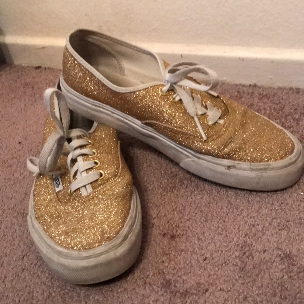 gold sparkle vans